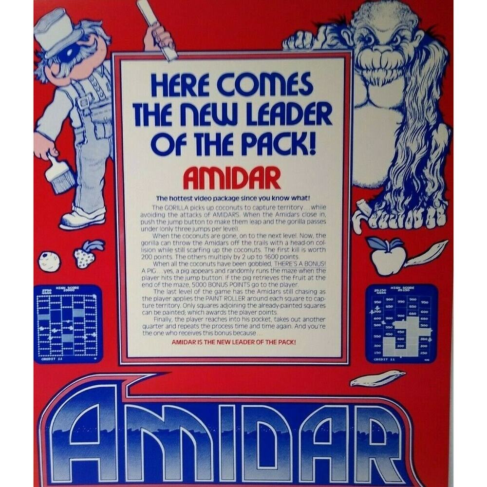 Amidar Arcade Flyer 1982 Original Video Game Art Promo Retro Classic 8.5" x 11"